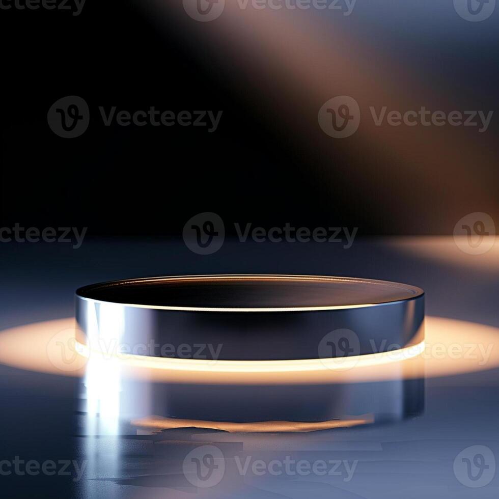 A circular silver object on a table photo