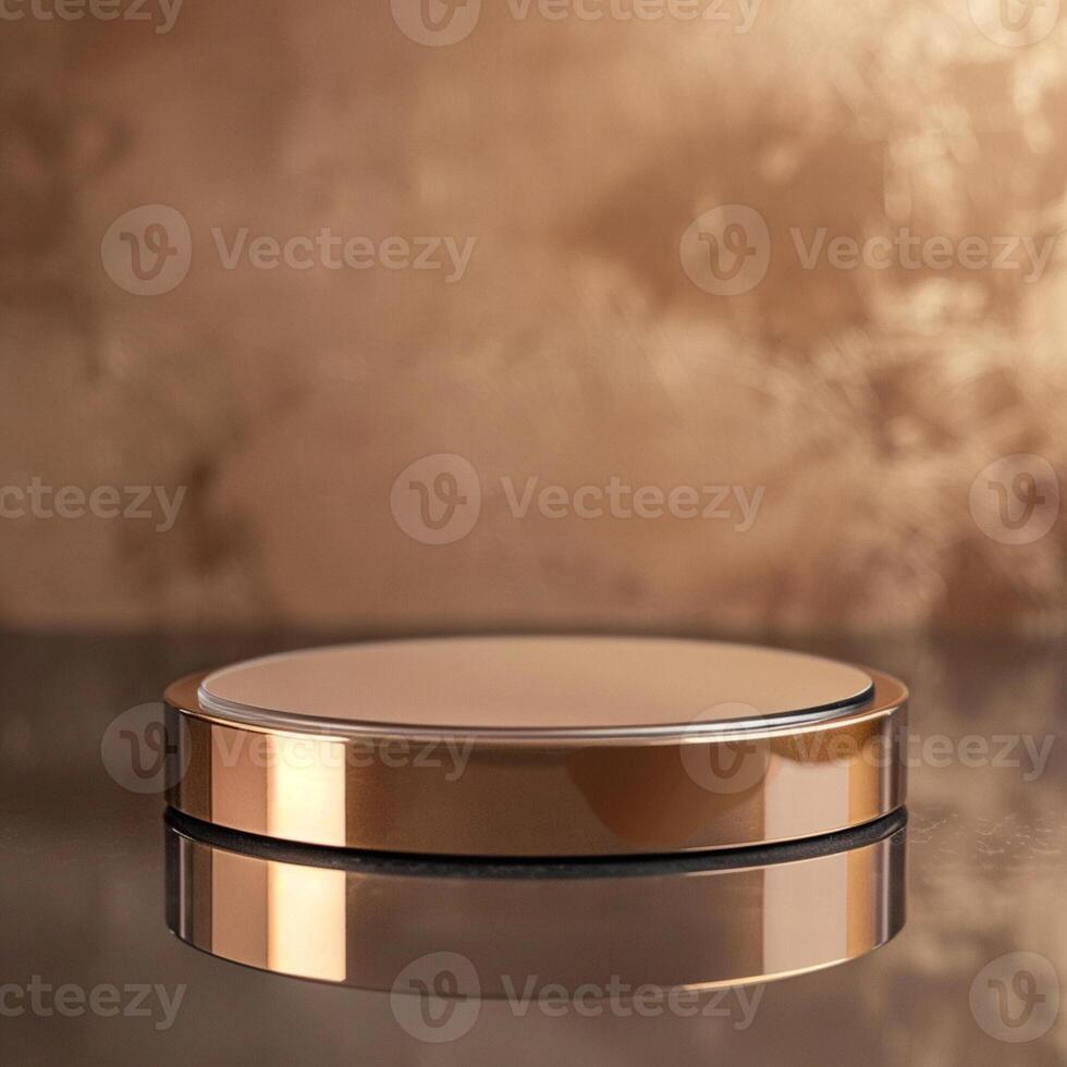 A round object on a table with a brown background photo