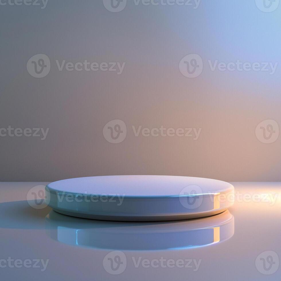 A white round object on a table with a light shining on it photo