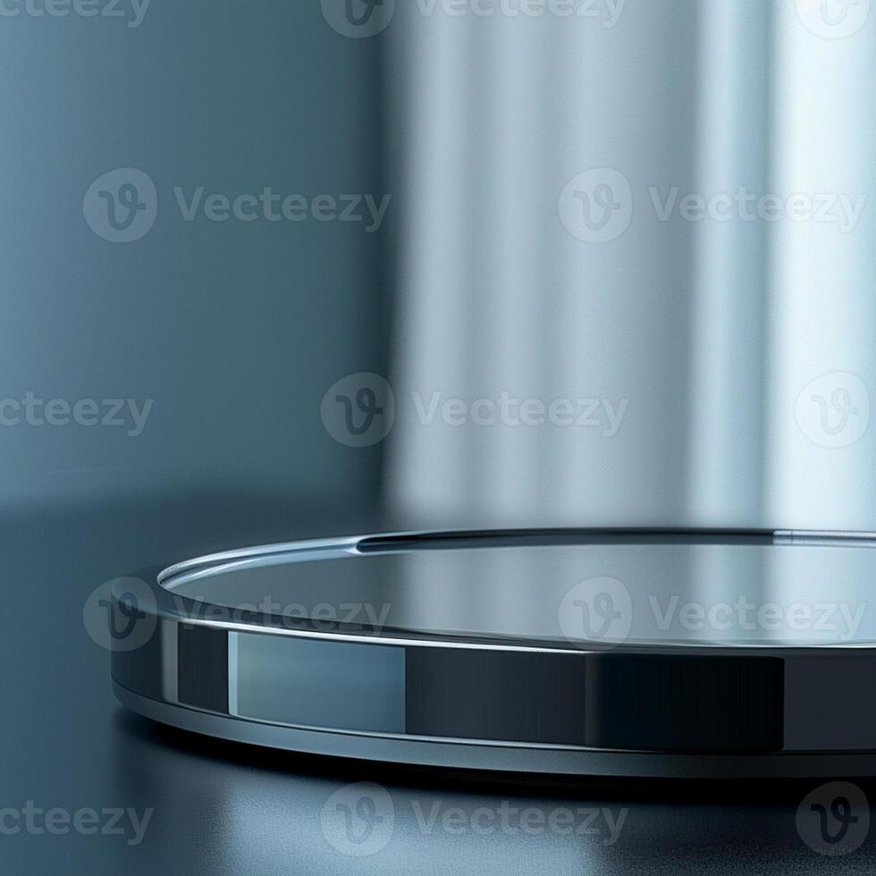 A black and silver circular object on a table photo