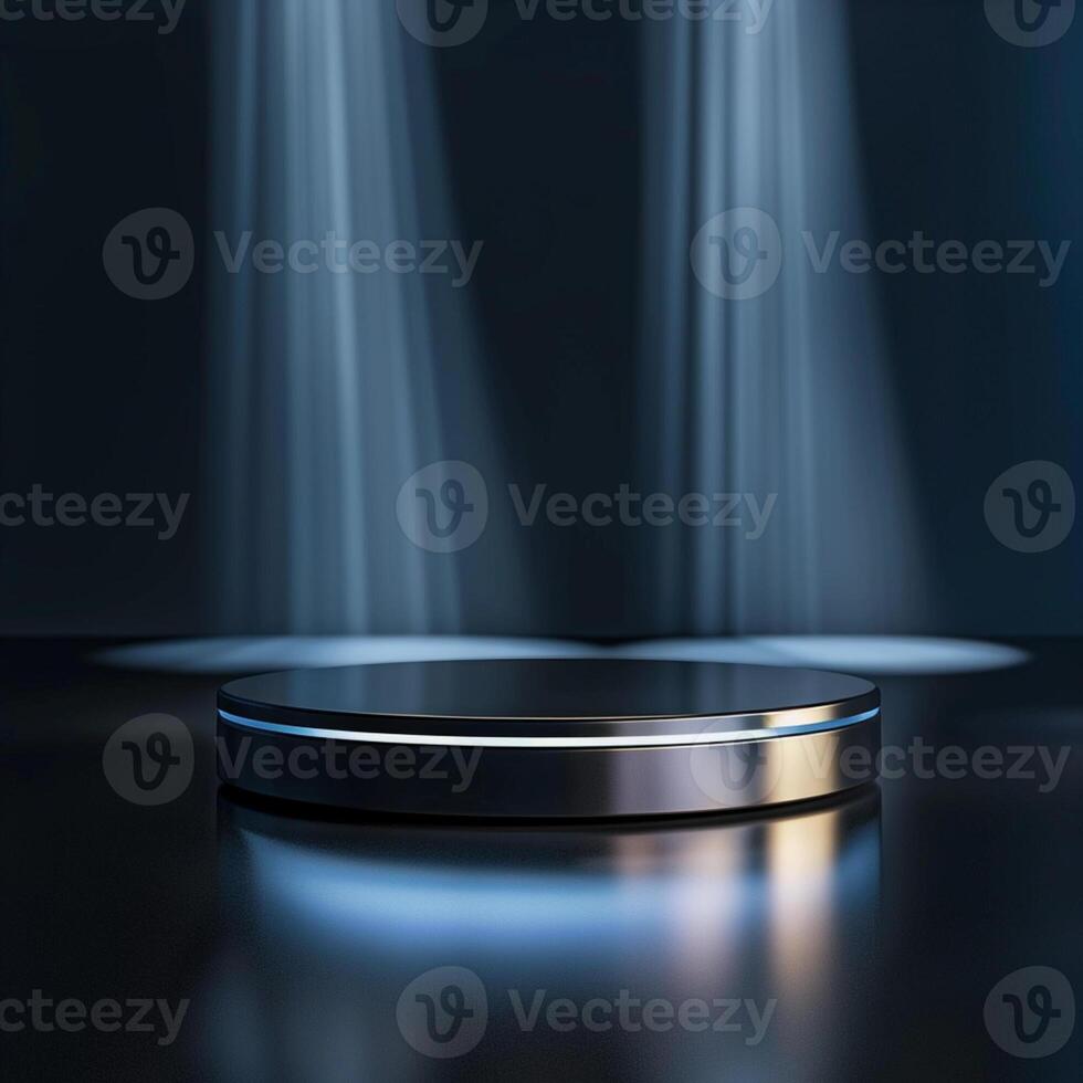 A podium with lights shining on it photo