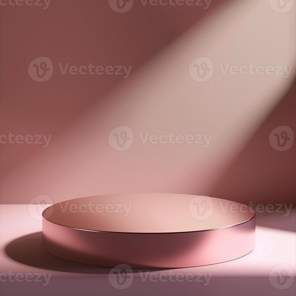 A round table with a pink background photo