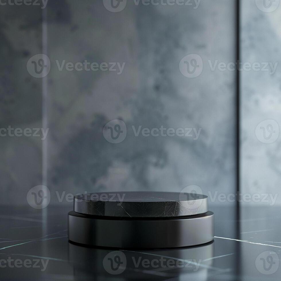 A black object on a table with a marble background photo