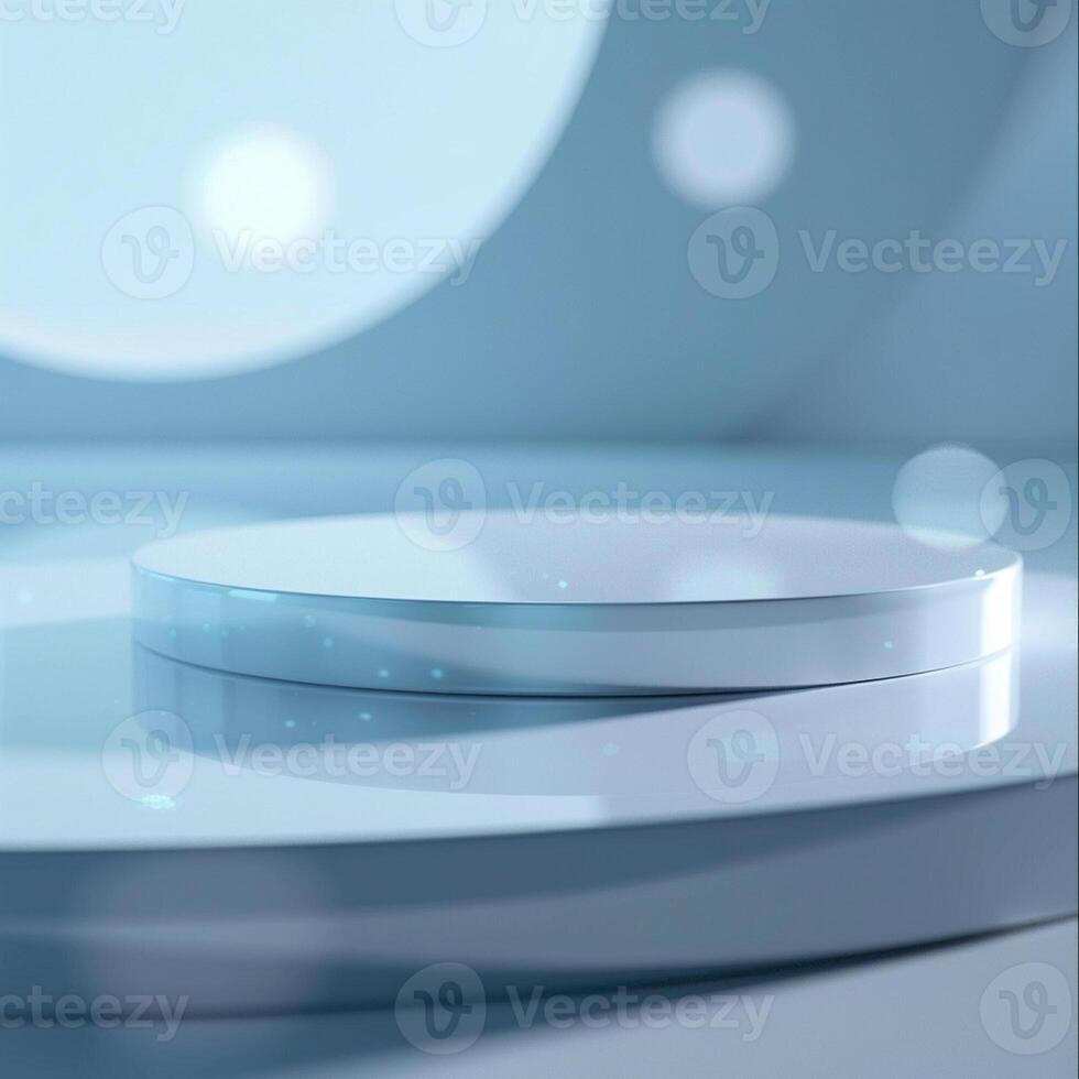 3d rendering of a round table with a white surface photo