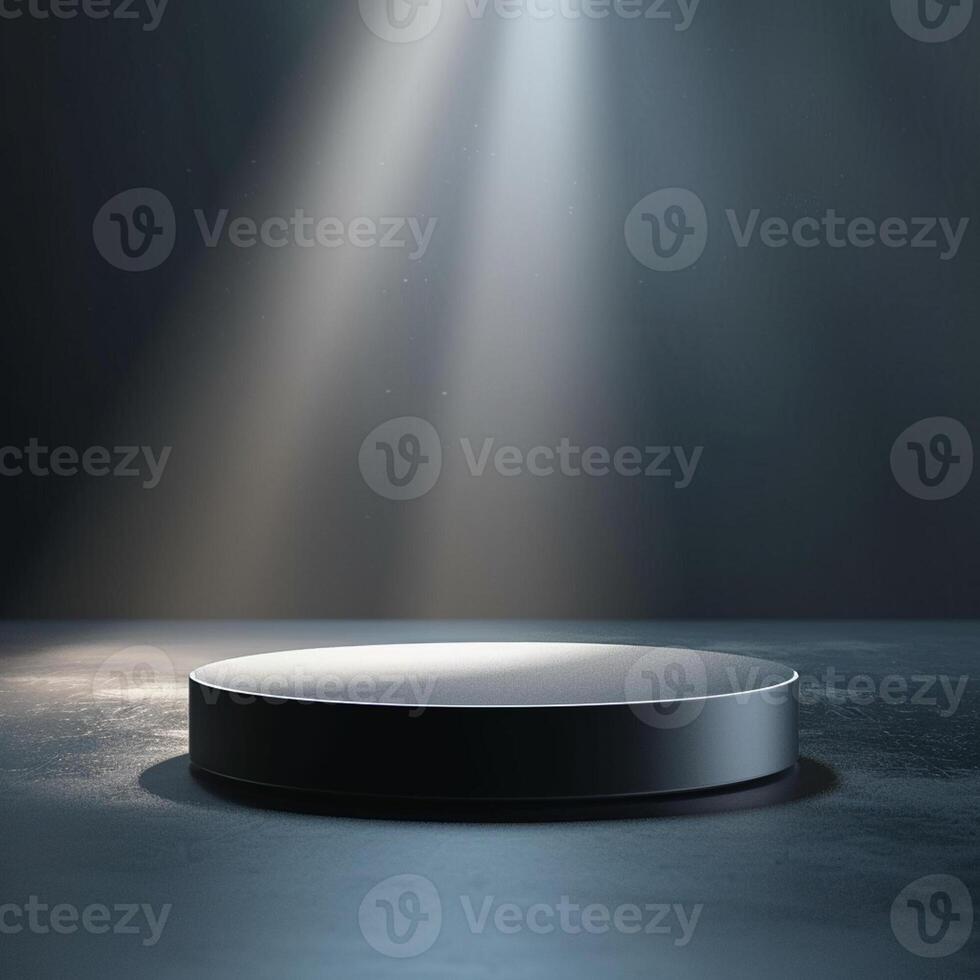 An empty podium with light shining from the top photo