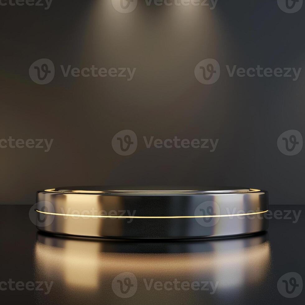 A black and gold podium on a dark background photo