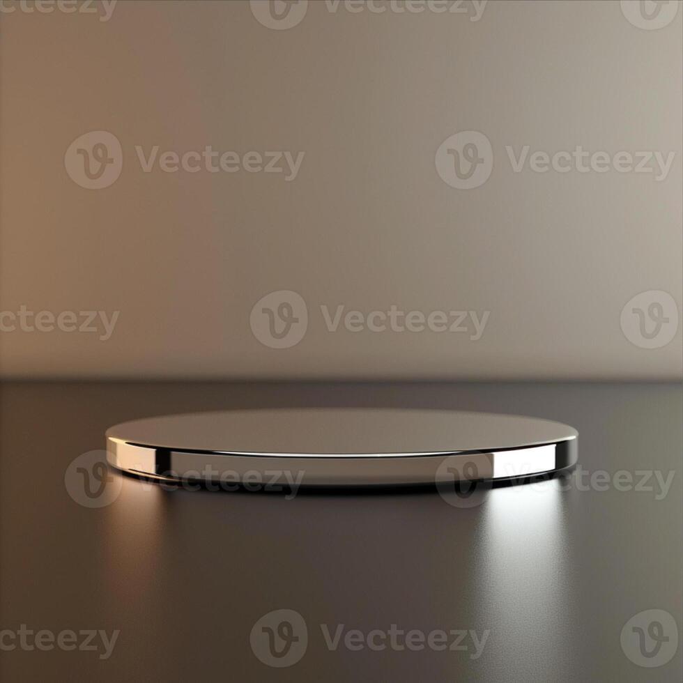 A round table with a silver surface on it photo
