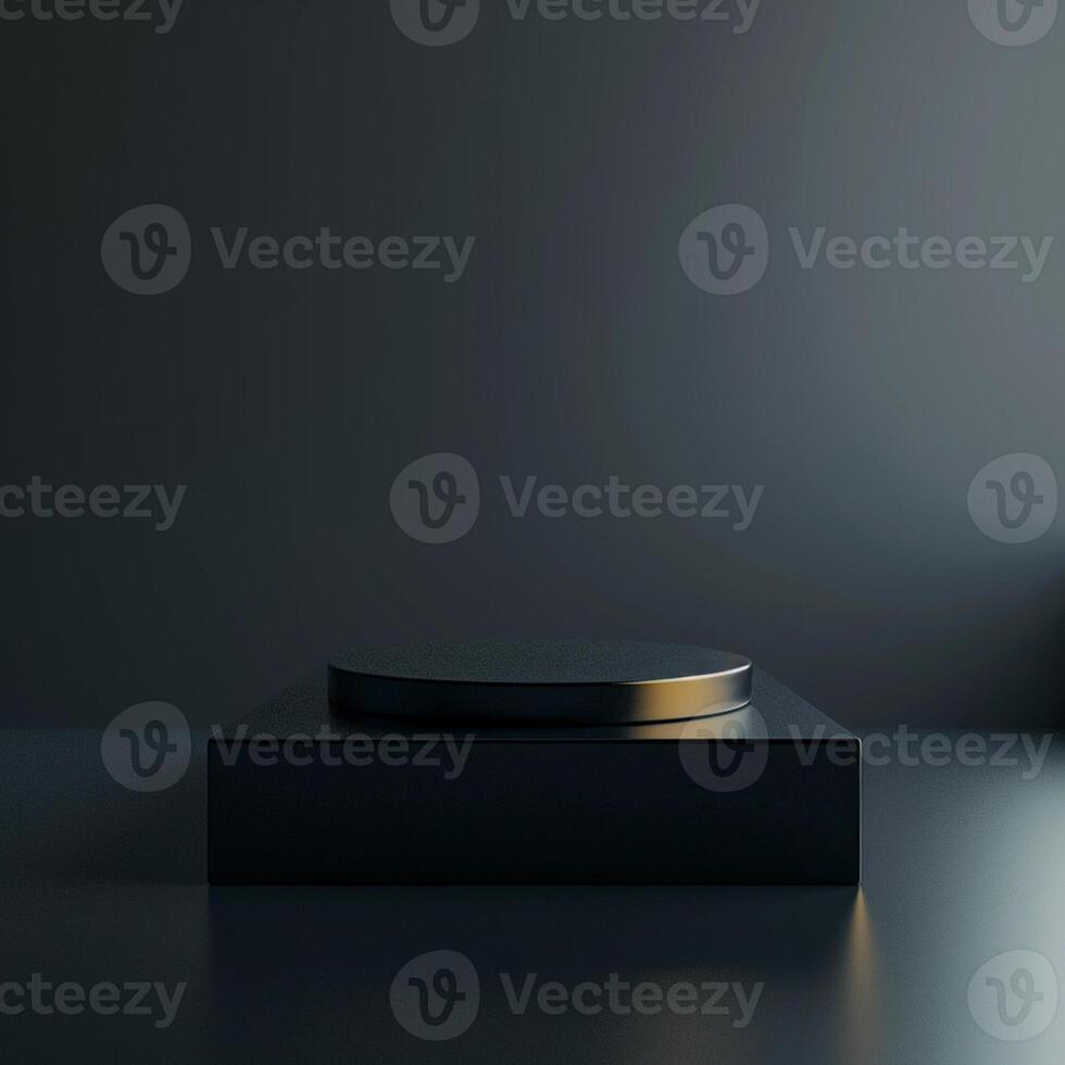 A black object on a table in front of a wall photo