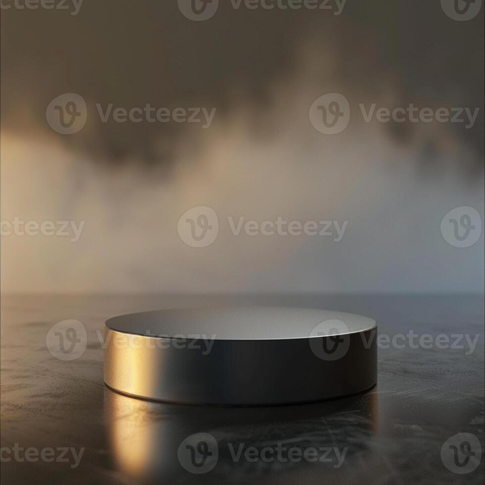 An empty round table on a table with a cloud in the background photo