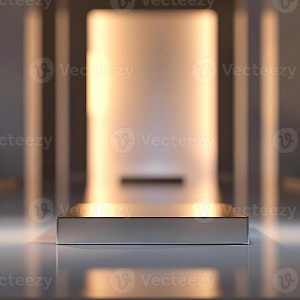 An empty room with a light shining on it photo