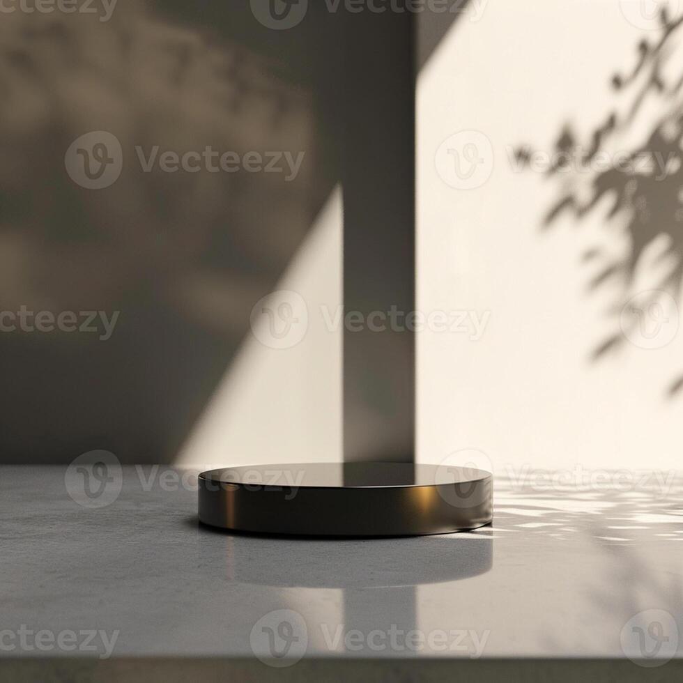 A black object on a table in front of a window photo