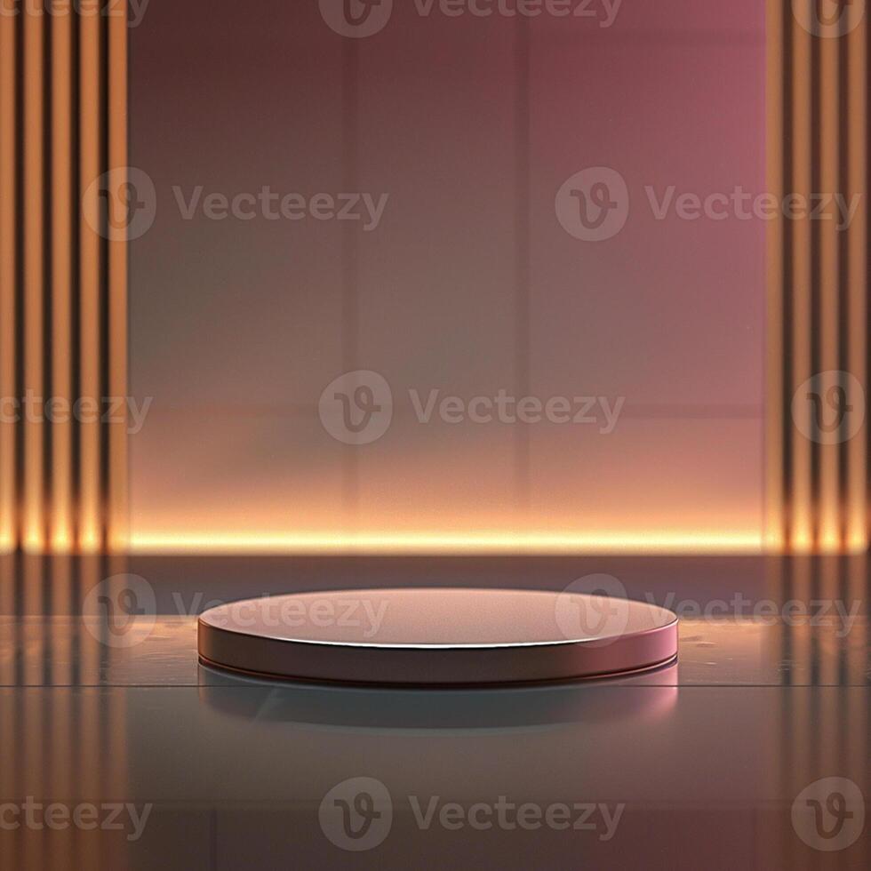 An empty podium in front of a wall with pillars photo