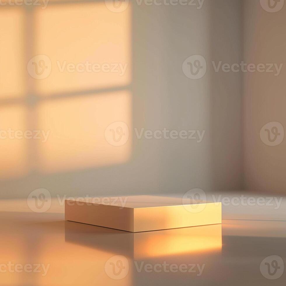 An empty box sitting on a table in front of a window photo