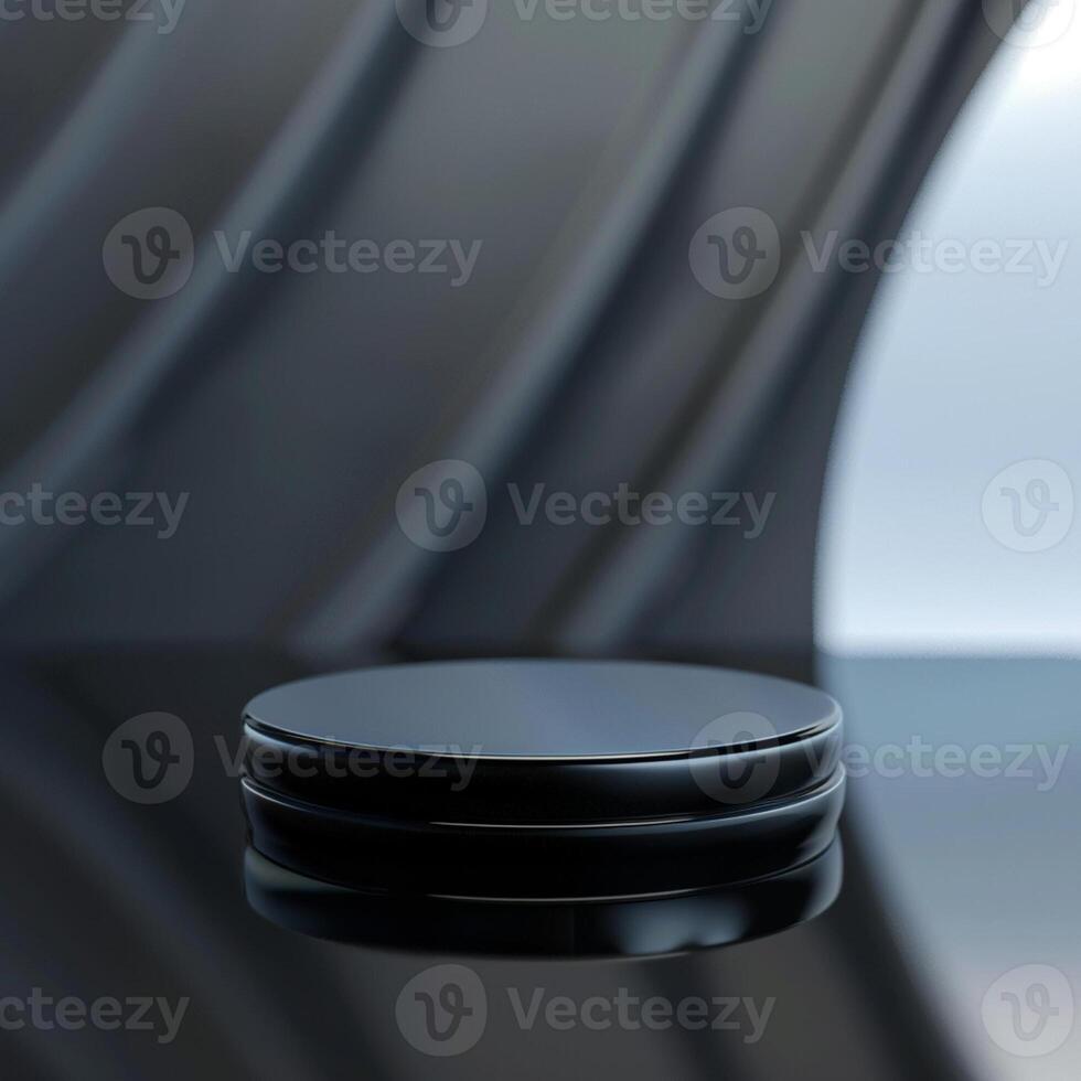 A black round object sitting on a table photo