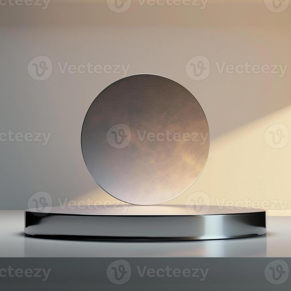 A circular object on top of a table photo