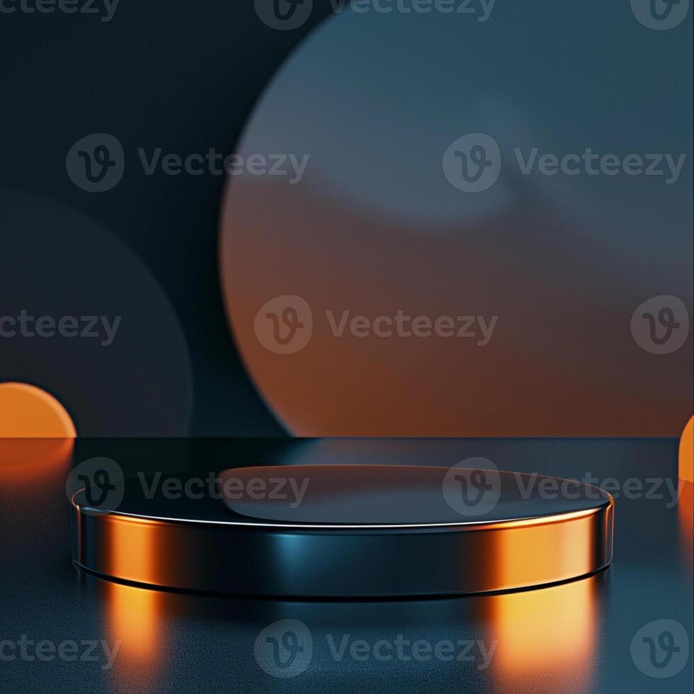 An empty podium with a glowing orange light photo