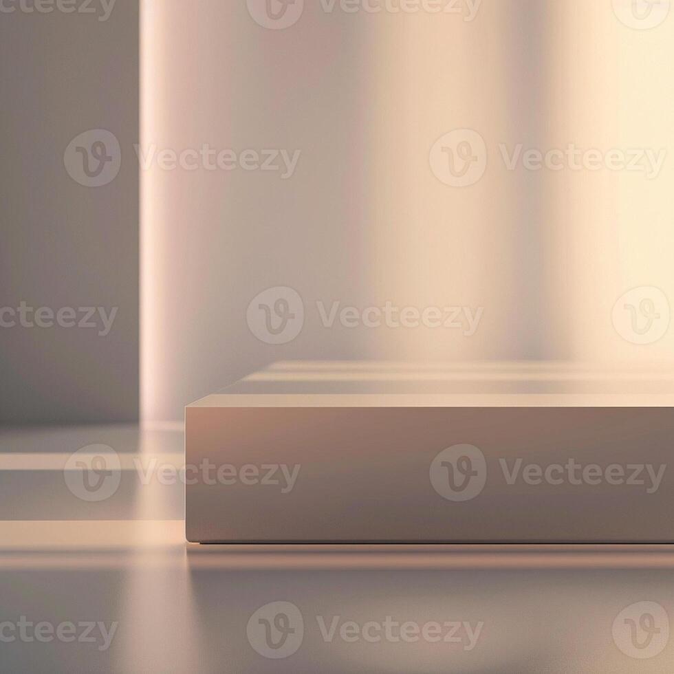 A white box sitting on a floor in front of a wall photo
