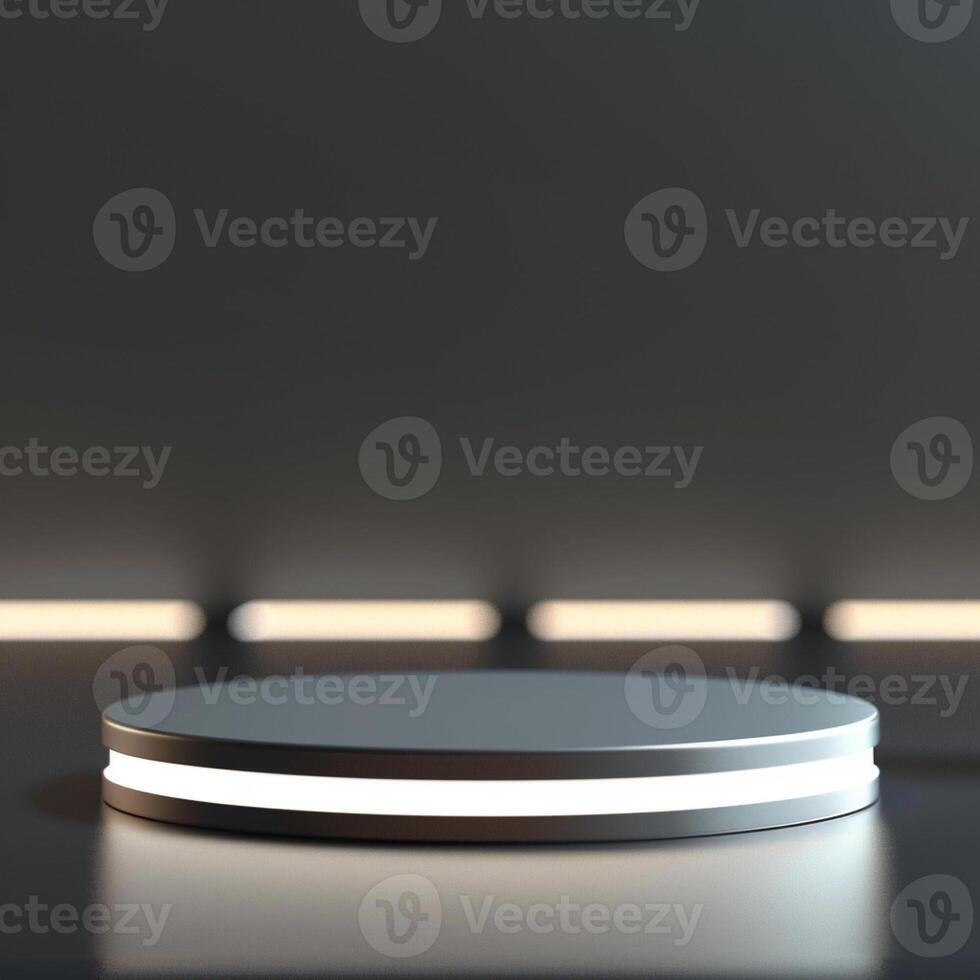 An empty round table with lights on it photo