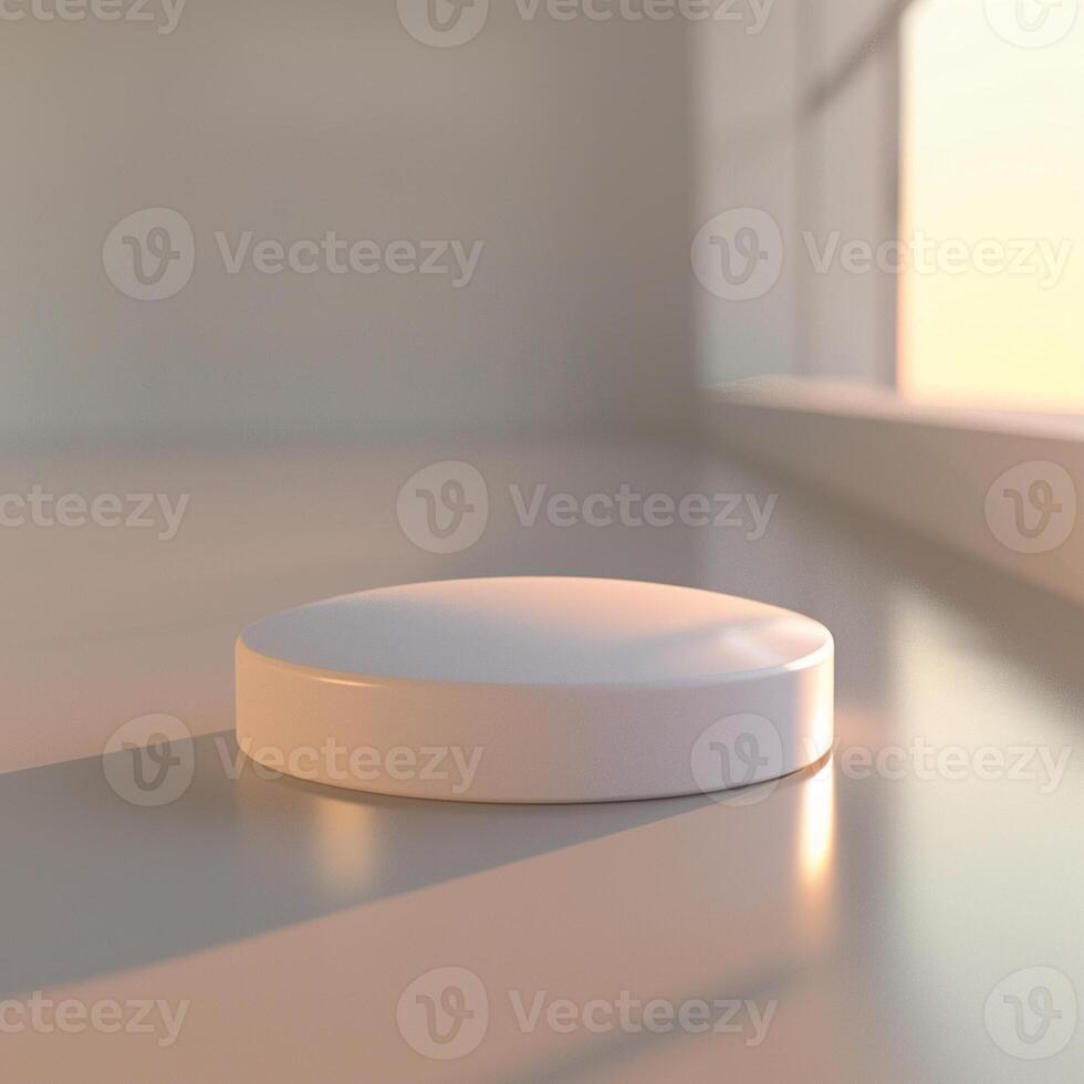 A white object sitting on a table in front of a window photo
