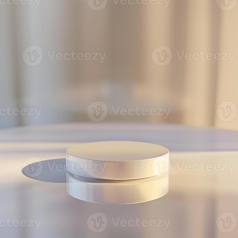 A white object sitting on a table in front of a window photo