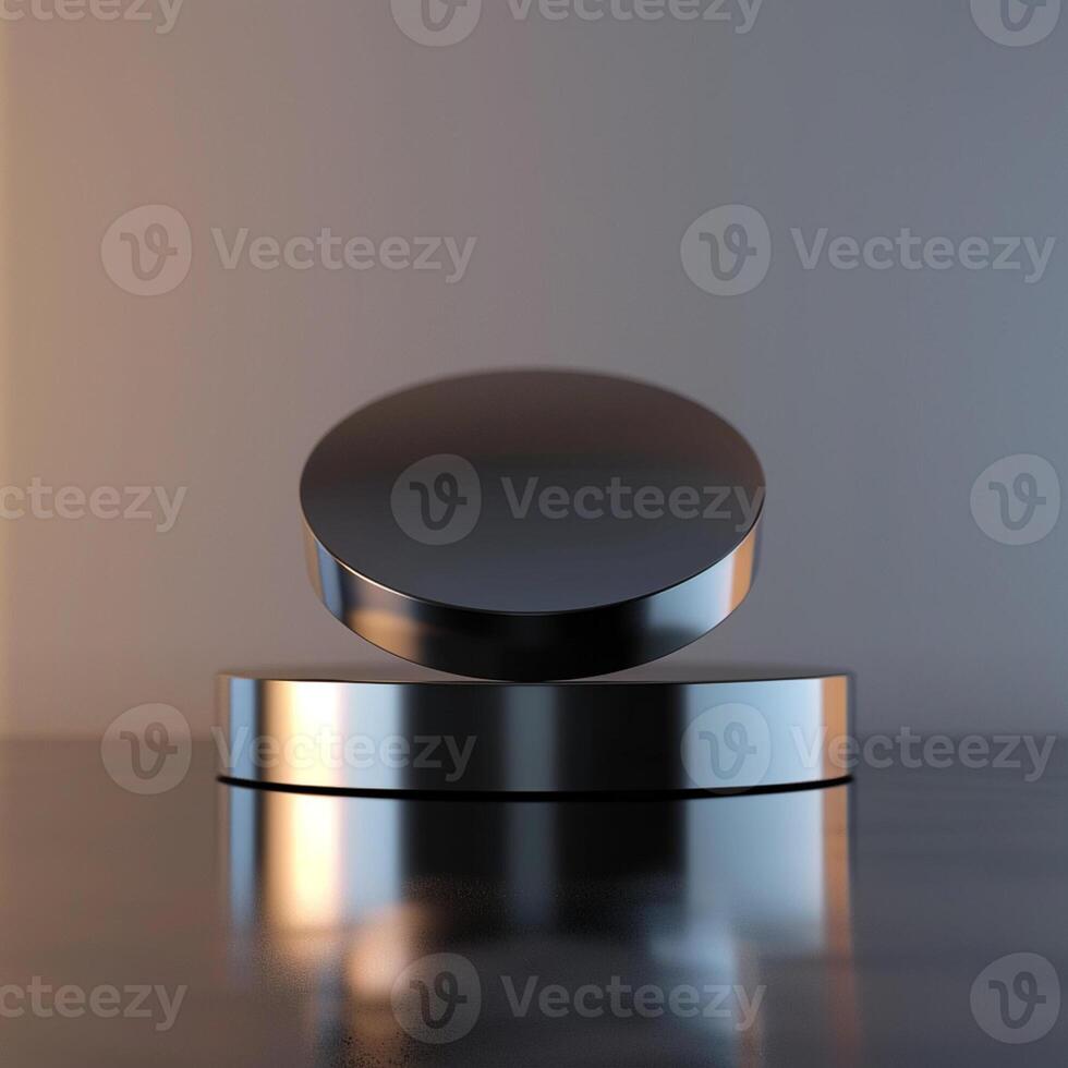 A black and silver object sitting on top of a table photo