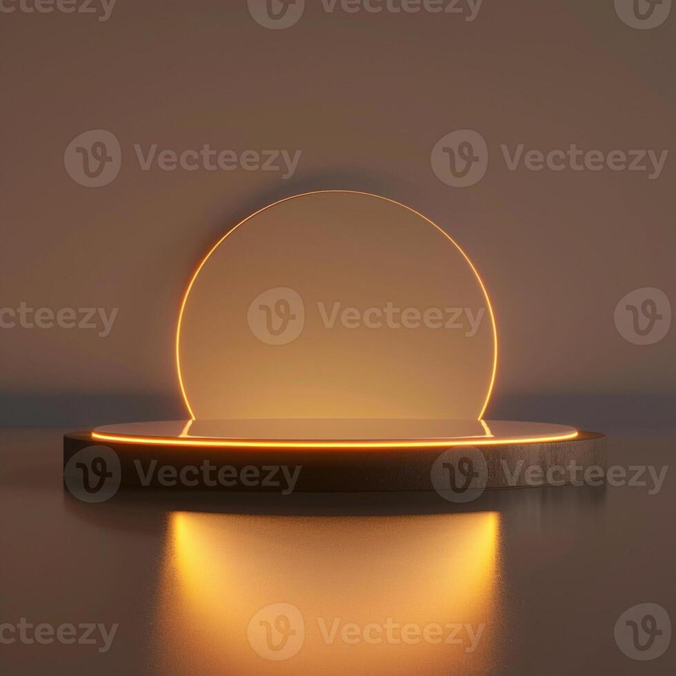A glowing light on a table with a circular shape photo