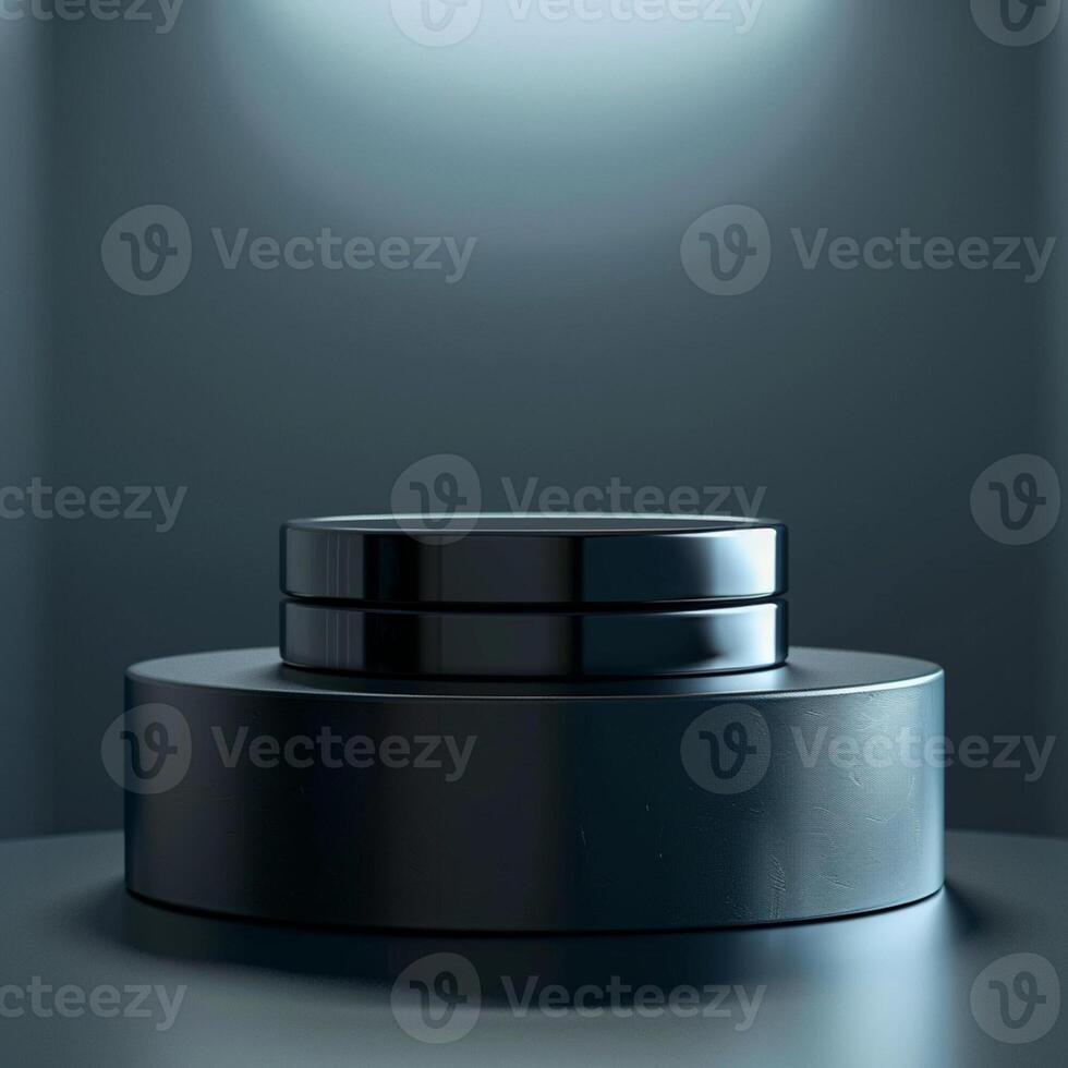 Black round container with light on top photo