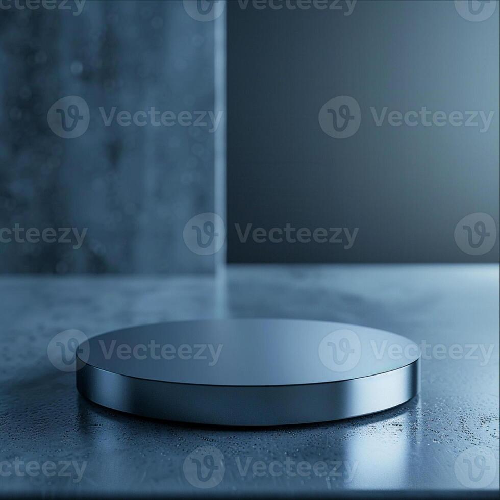 A metal object on a table with a dark background photo