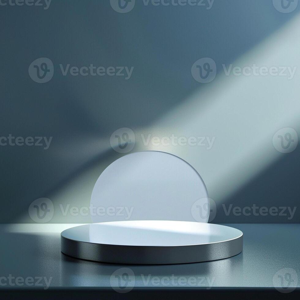 A white circular object on a table with a light shining on it photo