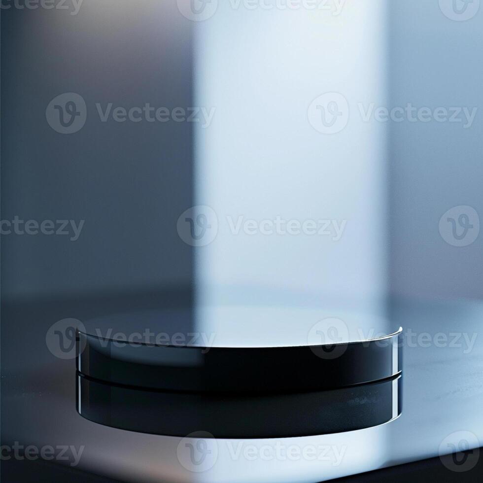 A black circular object sitting on top of a table photo