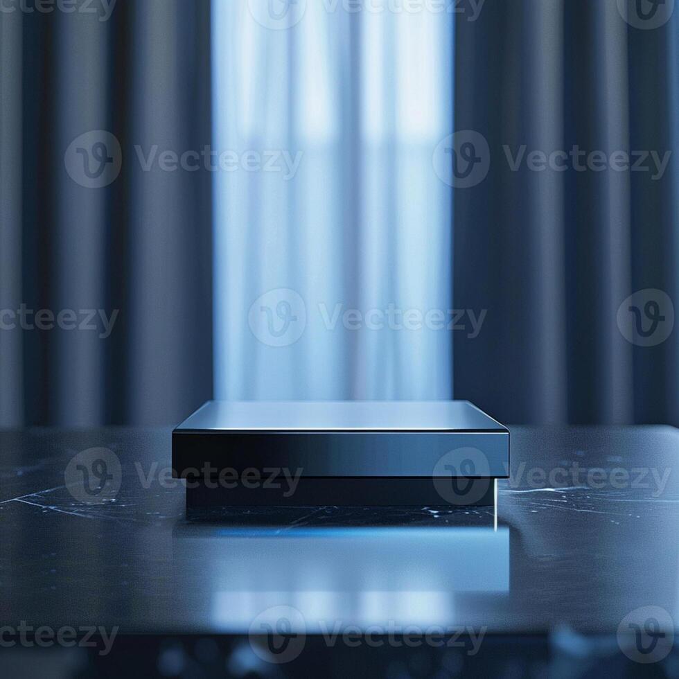 A black box sitting on top of a marble table photo