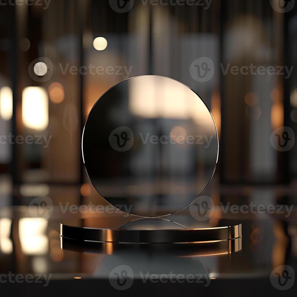 A glass sphere on a table in front of a window photo
