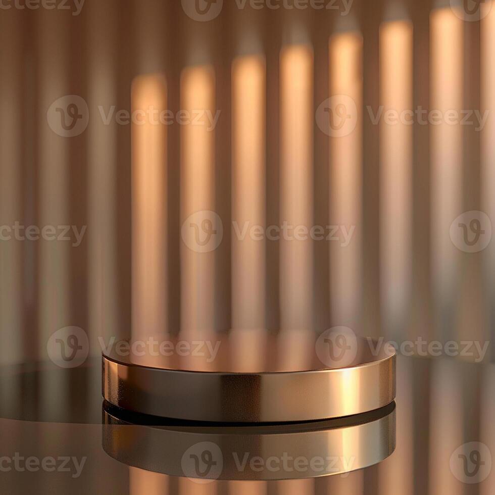 A round object on a table with a light shining on it photo