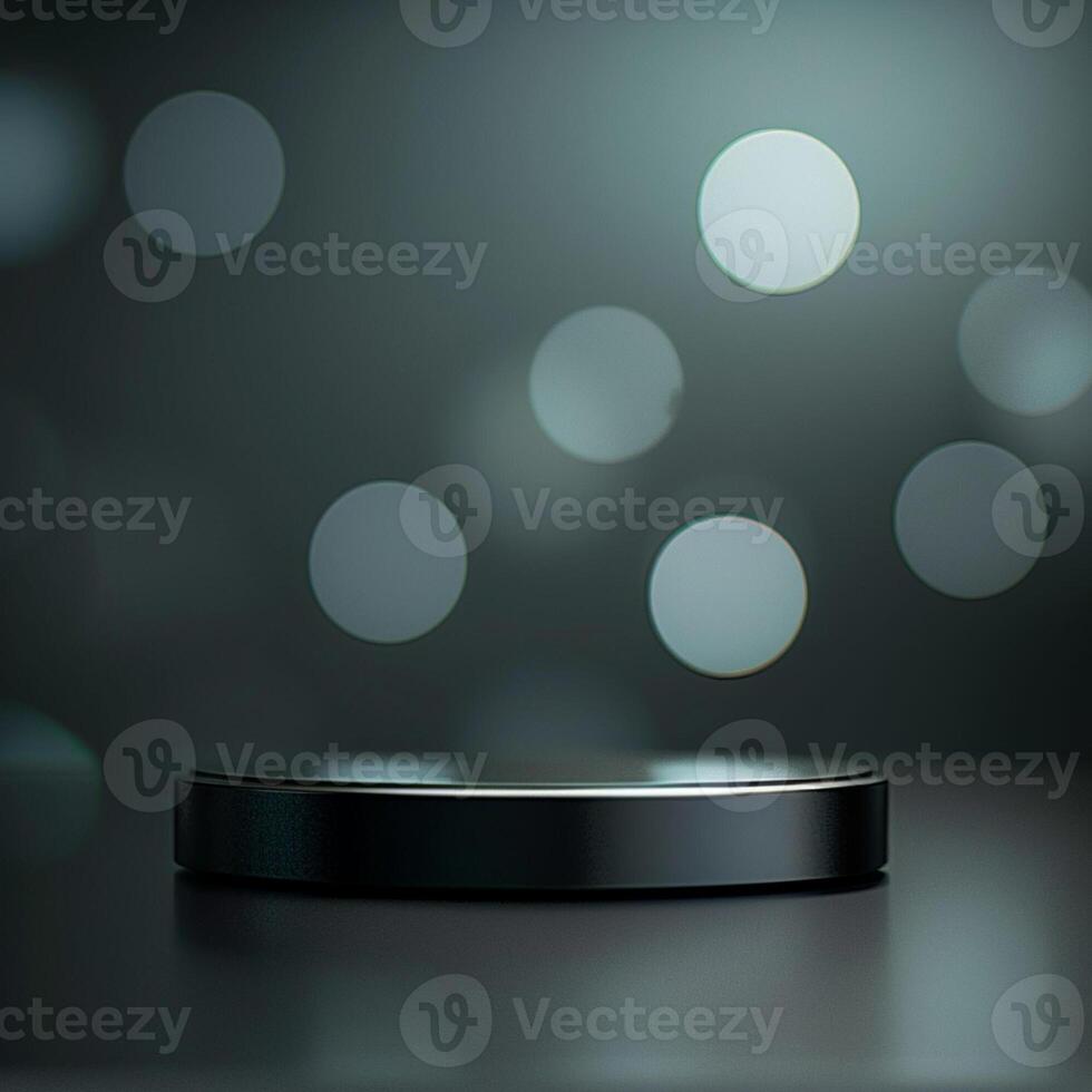 A black object on a table with a light in the background photo