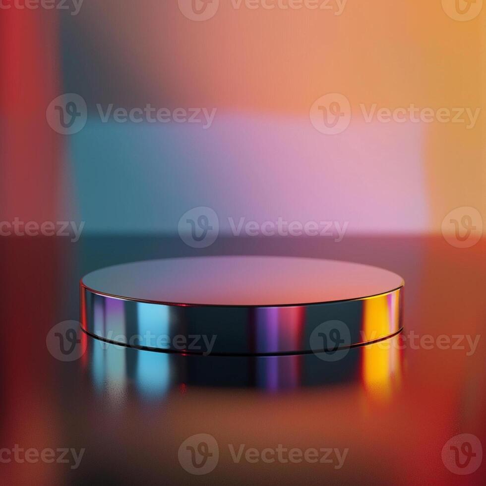 A round object on a table with a bright background photo