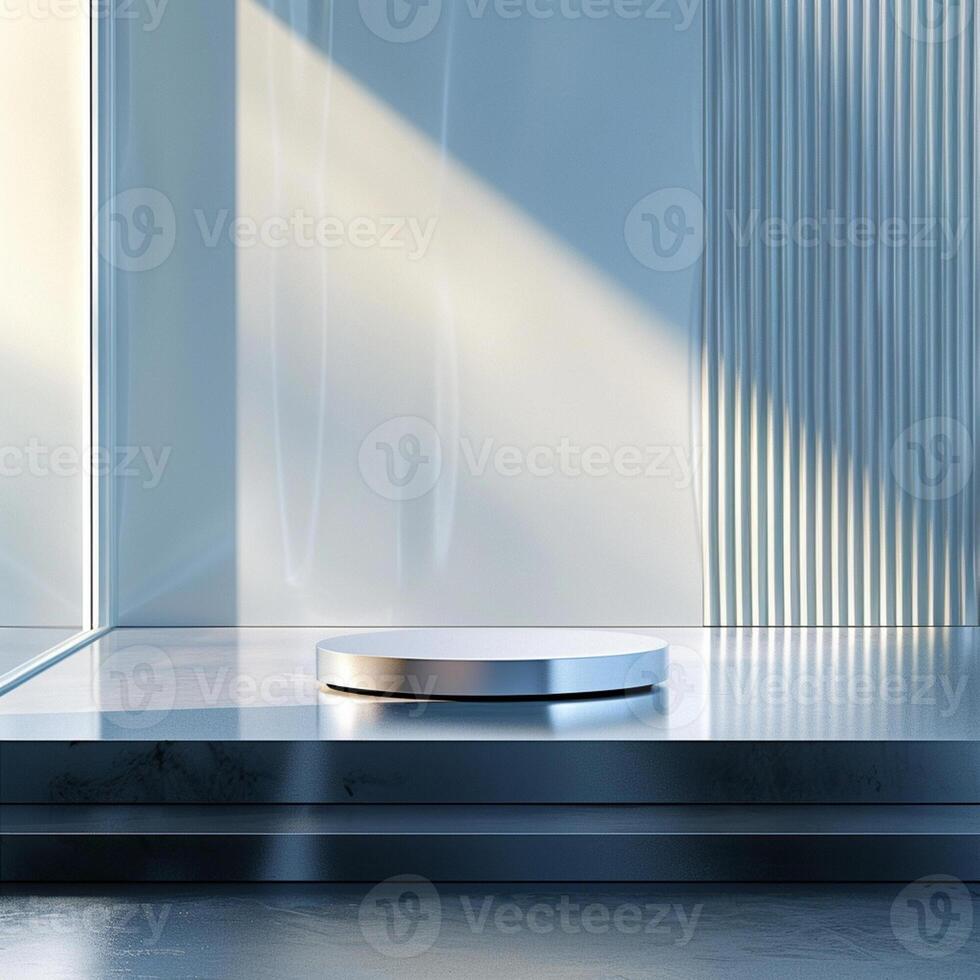 A white table in front of a window with sunlight photo