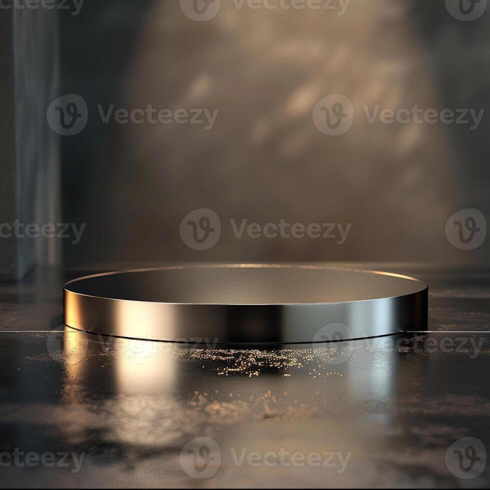 A metal bowl sitting on a table in front of a wall photo