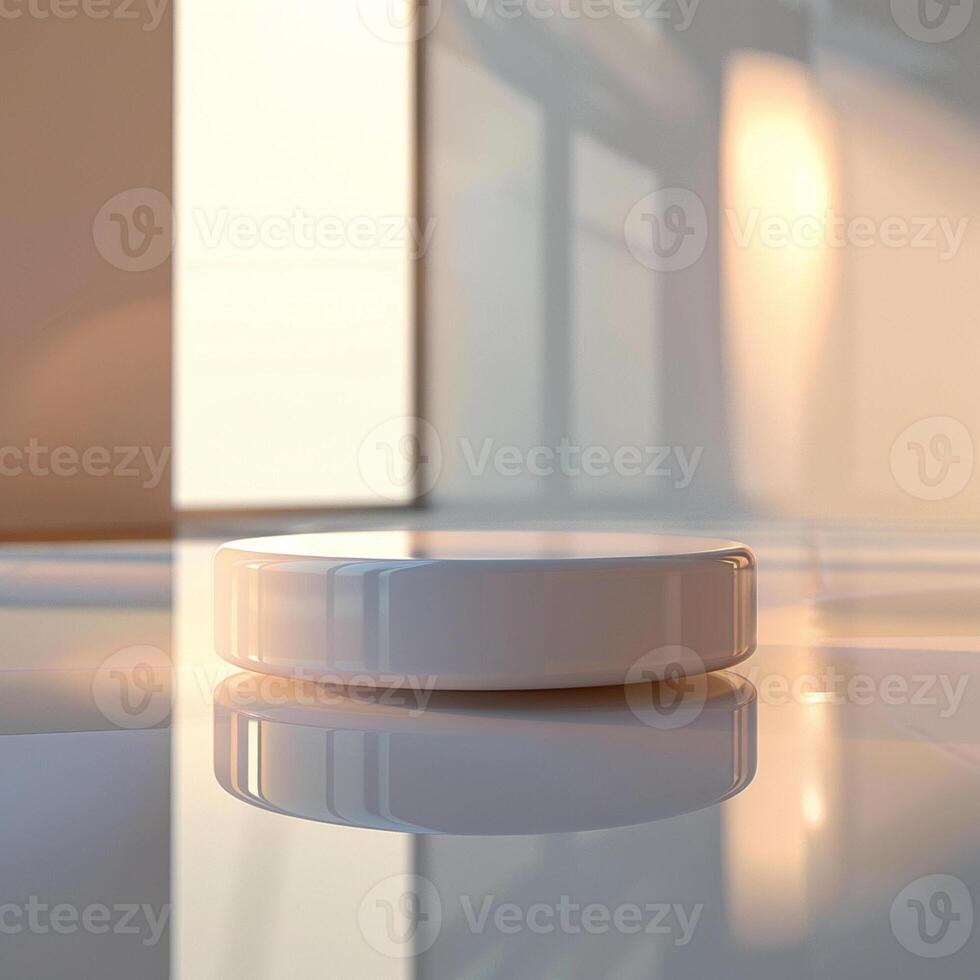 A white object sitting on a table in front of a window photo