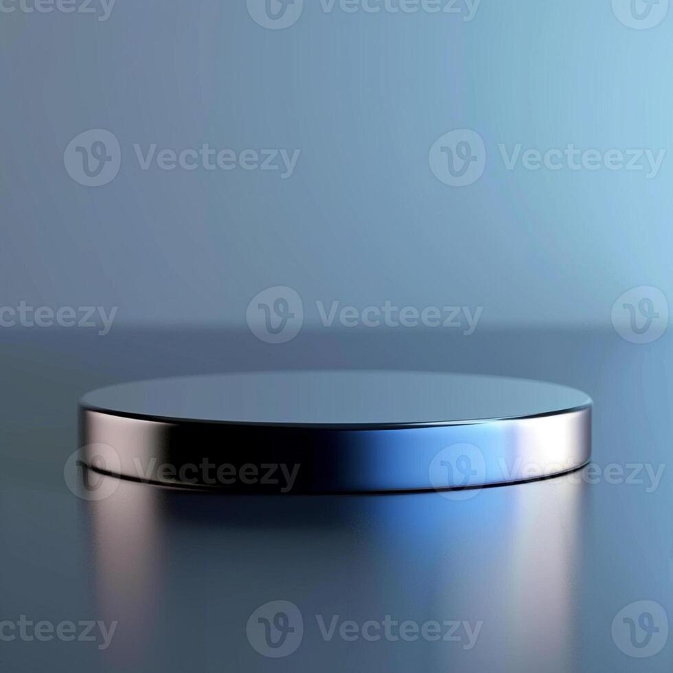 A round object on a table with a blue background photo