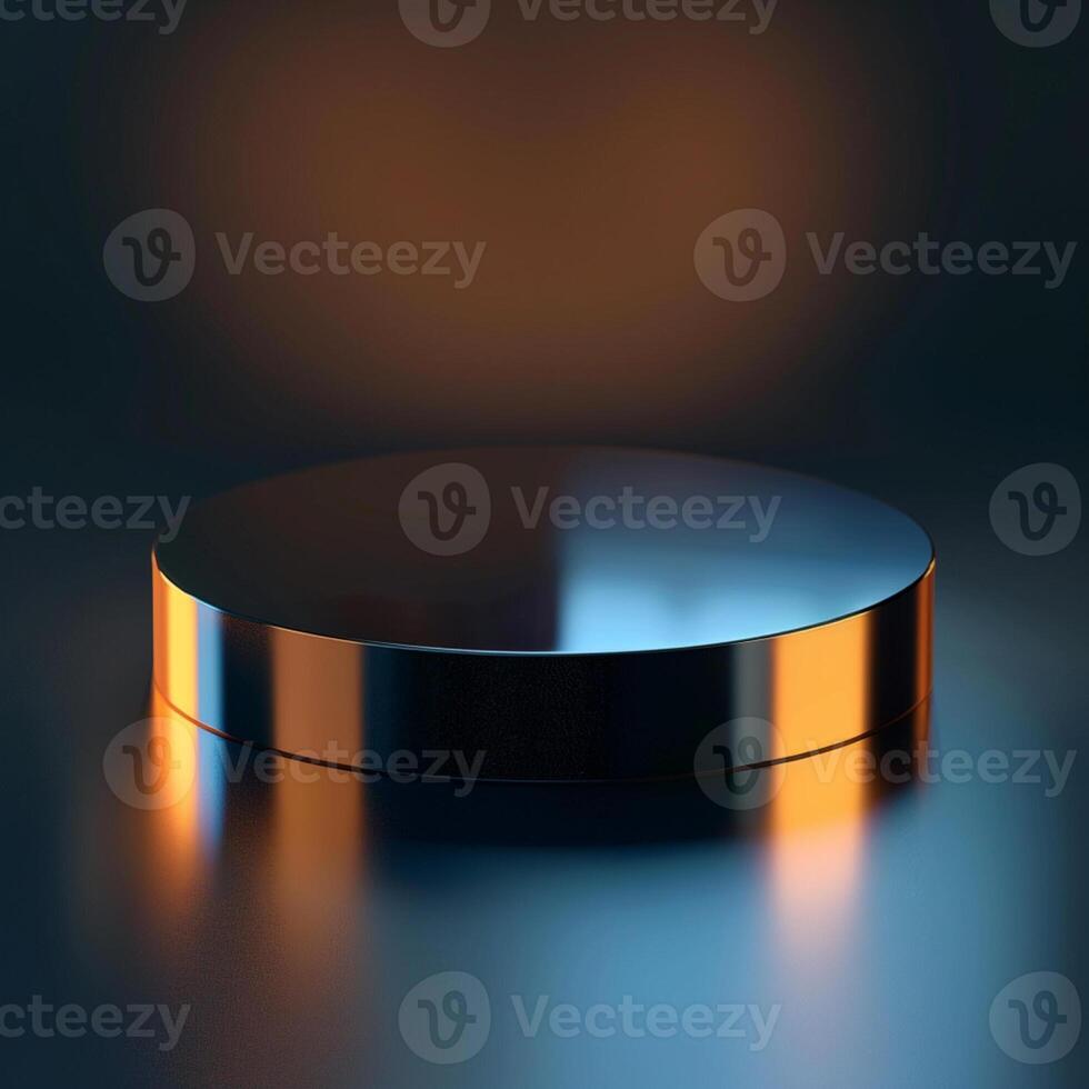 A round metal object on a dark surface photo