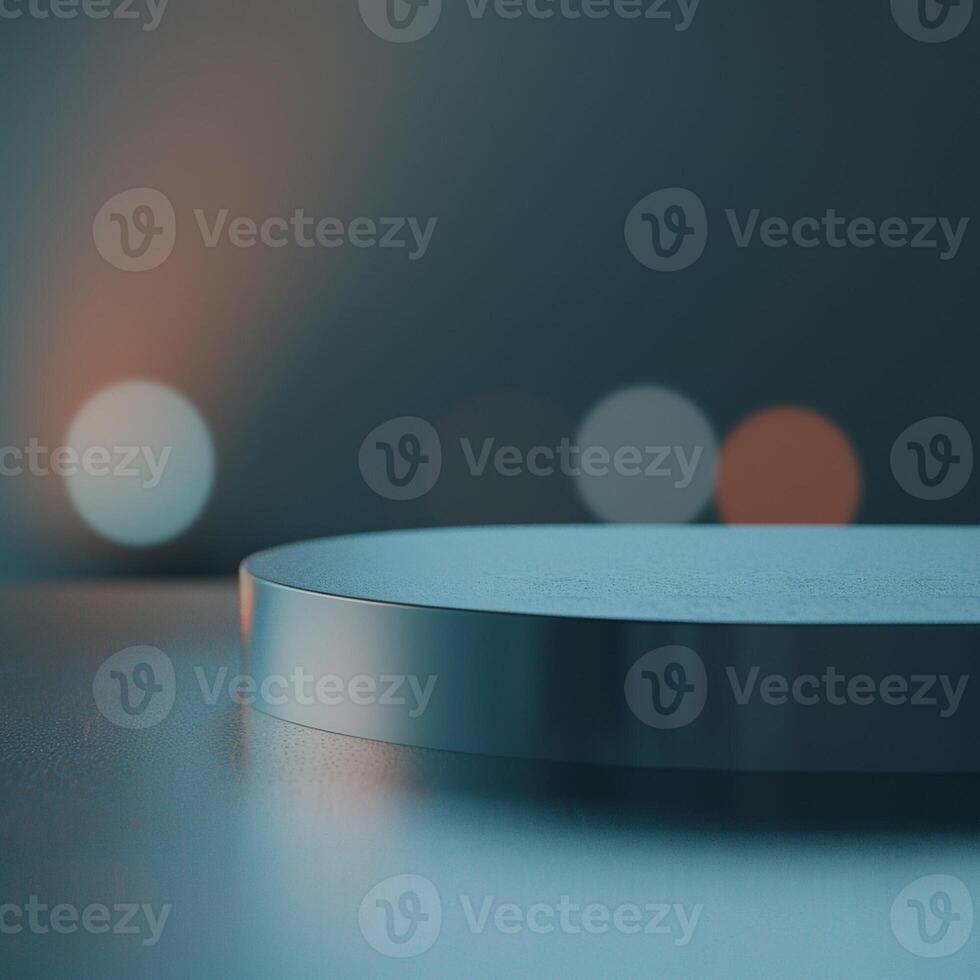 An empty round table with a light on it photo