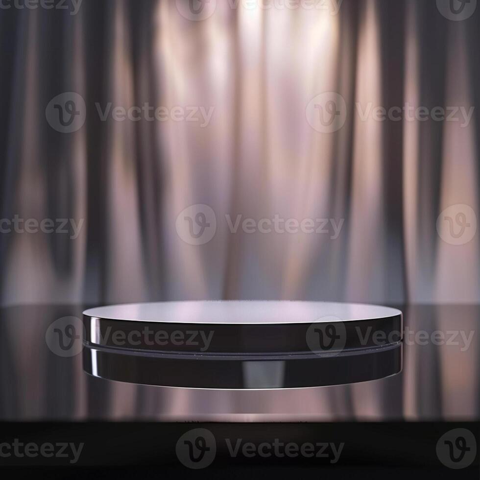 Empty podium on a black table with a spotlight photo