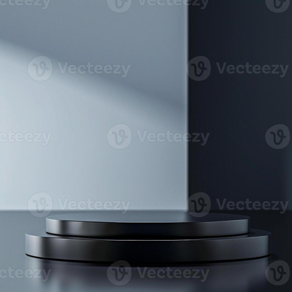 Black podium with white wall background 3d render photo