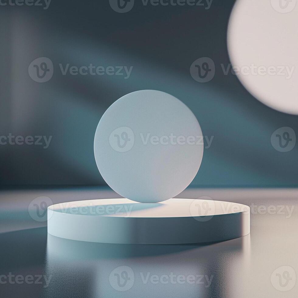3d render of a white sphere on a pedestal photo