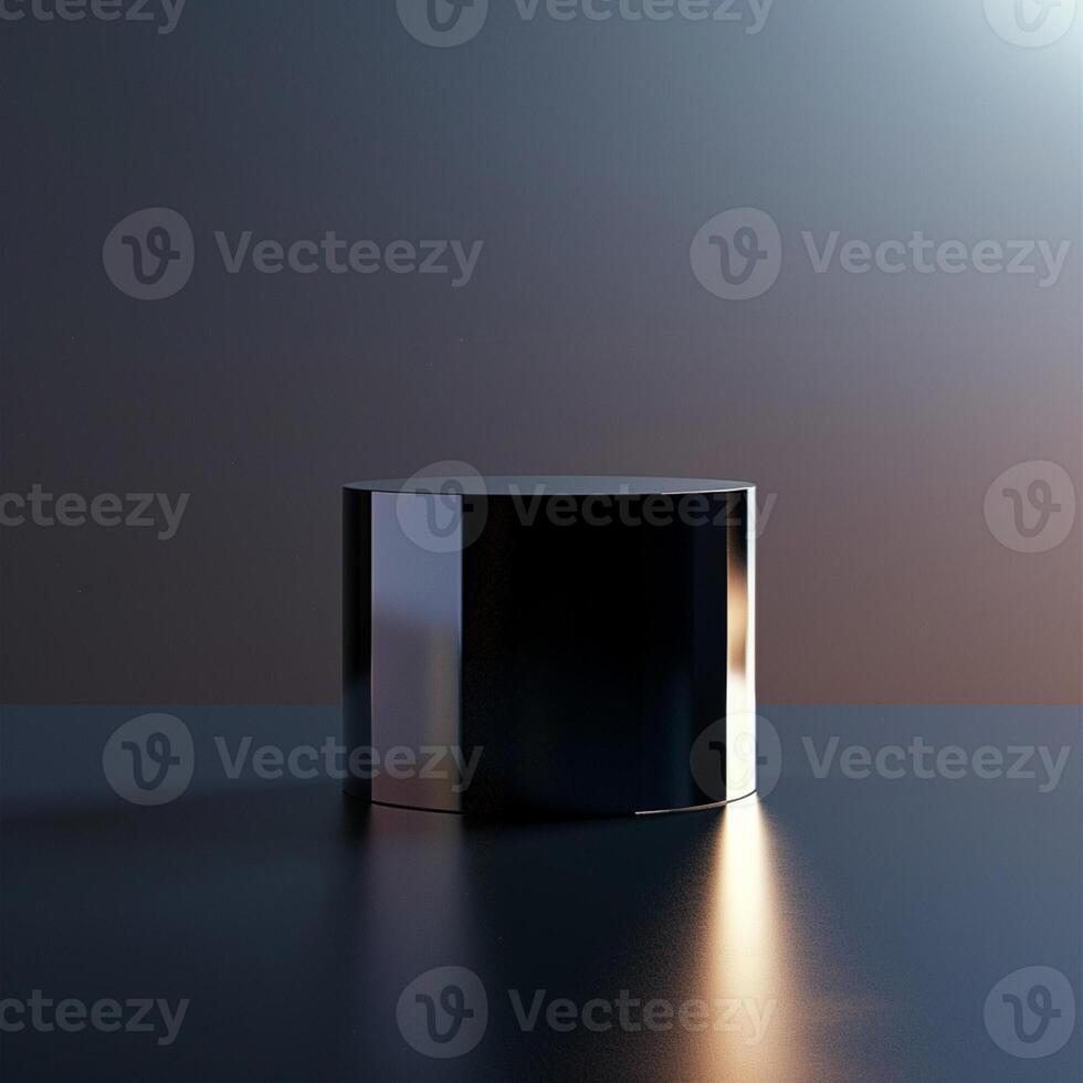 A black box sitting on a table with a light shining on it photo