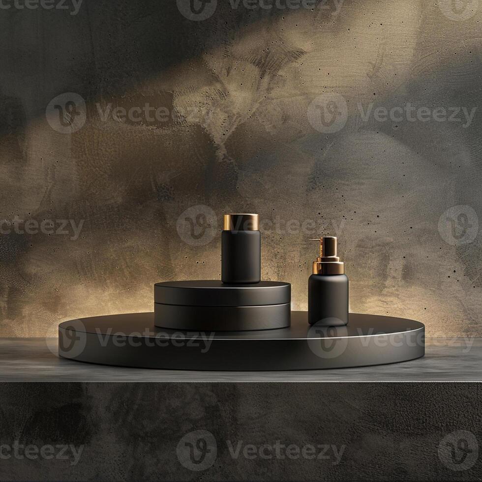 Beautiful Of 3d Realistic Of Empty podium mockup stage realistic for Product Showcase photo