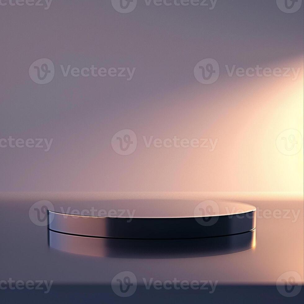 An empty round table with a light shining on it photo