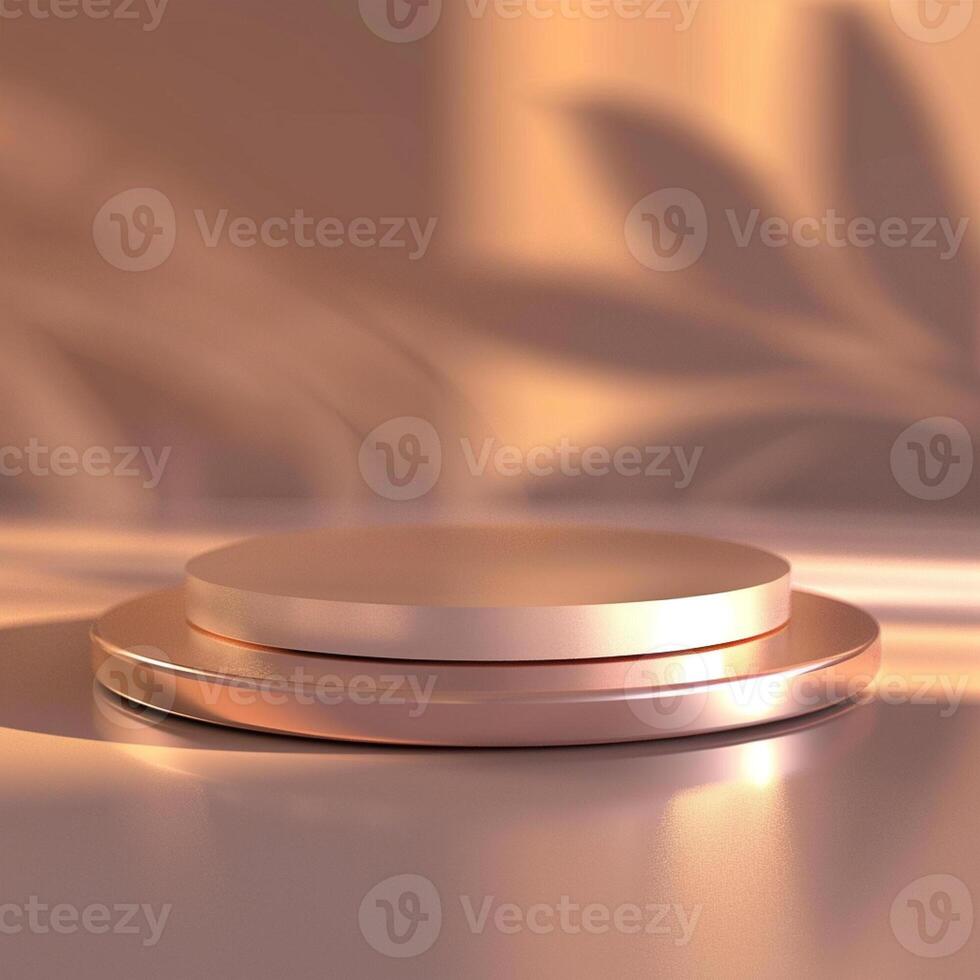 A round silver plate on a table with a shadow photo