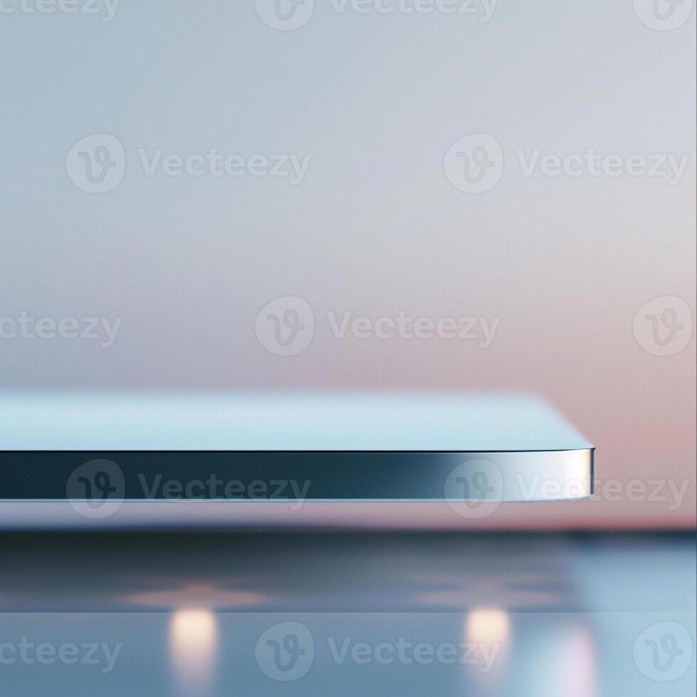 A white table with a laptop on it photo