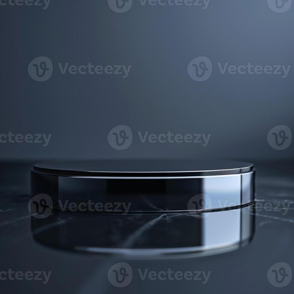 A black circular object sitting on top of a table photo